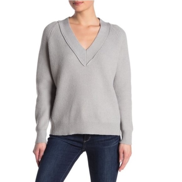 FRNCH V-Neck Rib Knit Pullover Sweater - Picture 1 of 1